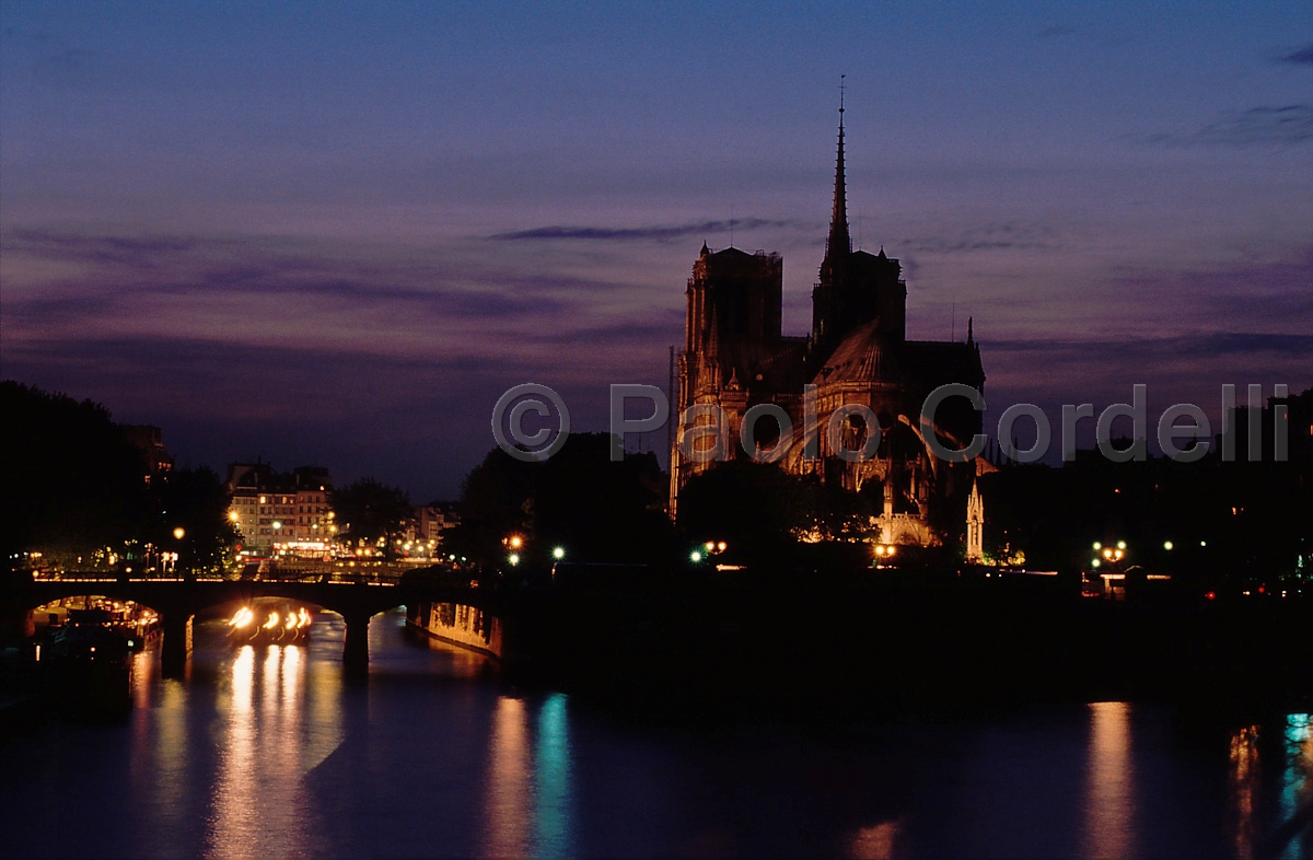 Seine River and Notre Dame Cathedral, Paris, France
 (cod:Paris 17)